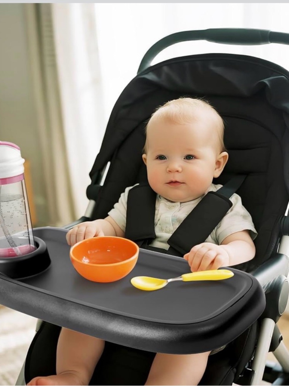 New Open Box Universal Stroller Snack Tray - 2-in-1 Clip on Stroller Cup Holder